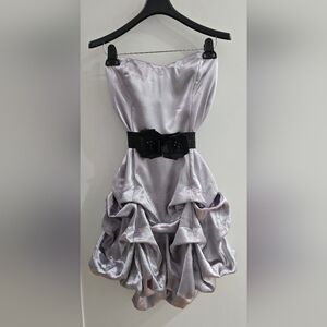 Ruby Rox Silver Dress with Black Accent Belt